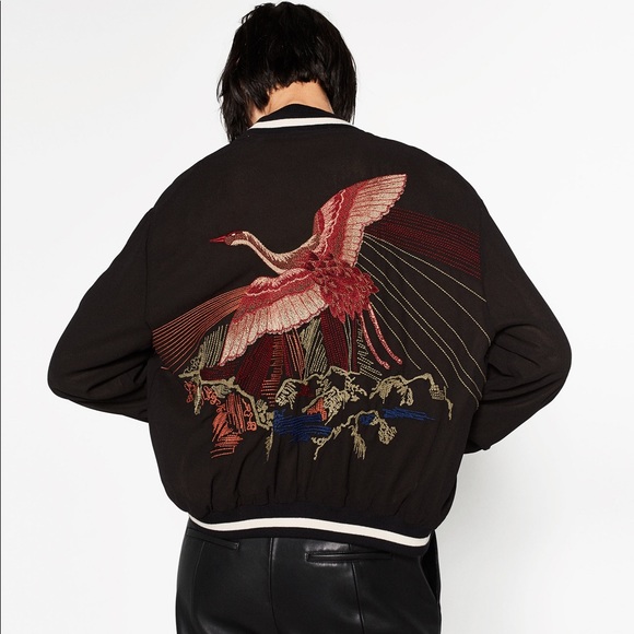 Zara Jackets & Blazers - Zara •  Embroidered Bomber Jacket Reversible • M